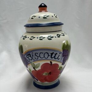Vintage Nonni’s Ceramic Biscotti Cookie Jar With Lid